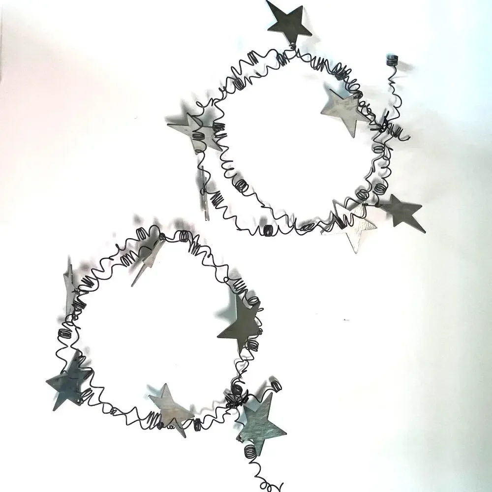 Handcrafted Garland Metal Stars on Coiled Wire 2-43